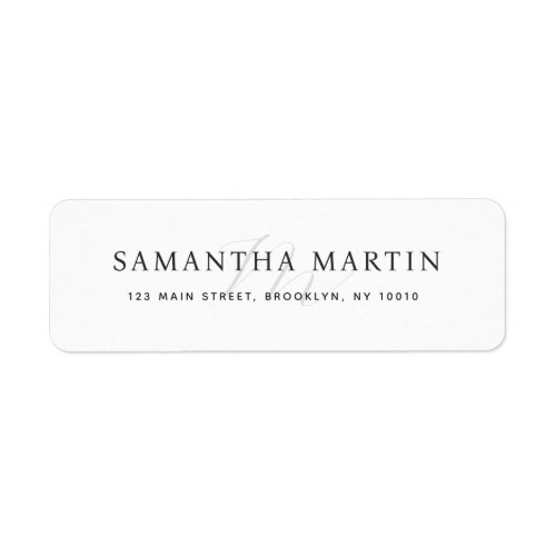 Modern Grey Monogram Simple Return Address Label