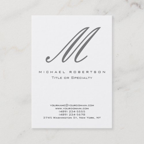 Modern Grey Monogram White Stylish Business Card