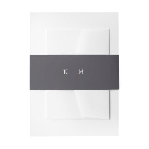 Modern Grey Monogrammed Minimalistic Invitation Belly Band - This wedding band is simple and in a grey color. It features a monogram in the center to create a very minimalistic design.