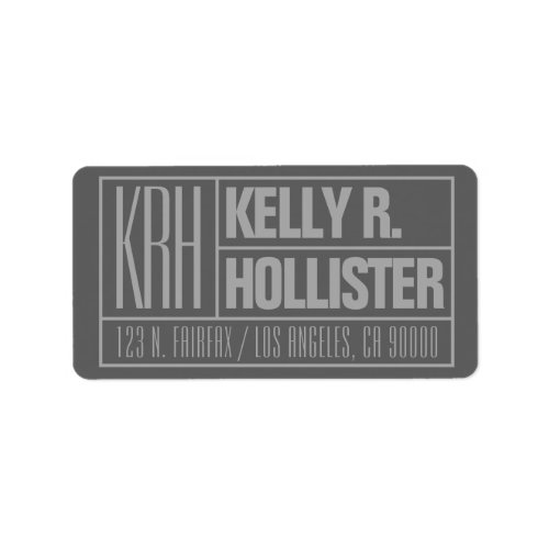 Modern Grey Monogrammed Name Return Address Label