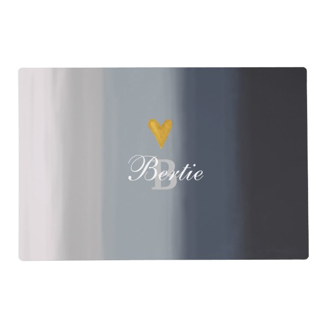 Modern, Grey ombre, personalised dog Placemat (Front)