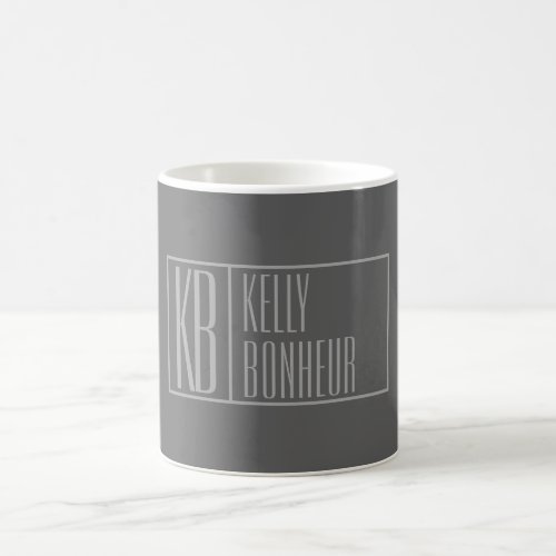 Modern Grey on Dark Grey Initials  Name Logo Coffee Mug