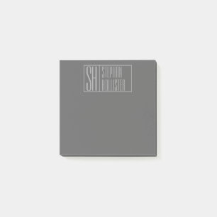 Modern, Grey on Dark Grey, Initials & Name Logo Post-it Notes