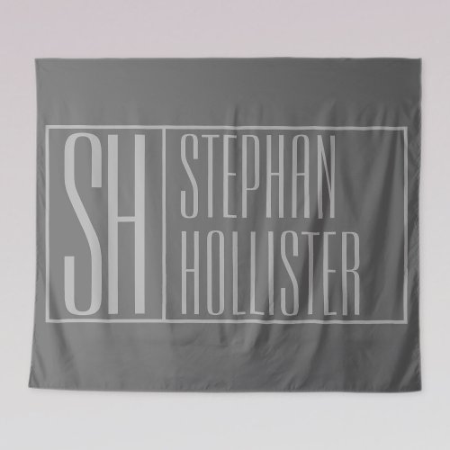 Modern Grey on Dark Grey Initials  Name Logo Tapestry