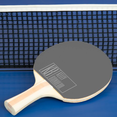 Modern Grey on Dark Grey Initials  Name Ping Pong Paddle