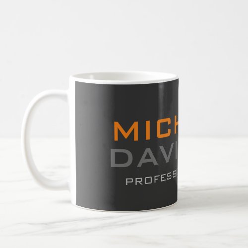 Modern Grey Orange Bold Text Minimalist Elegant Coffee Mug