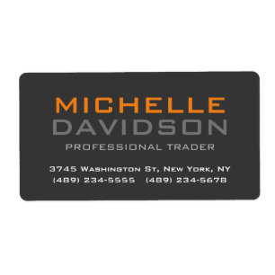 Modern Grey Orange Bold Text Minimalist Elegant Label