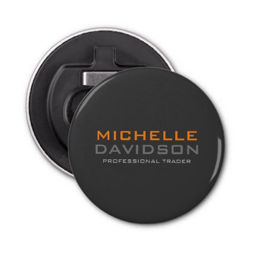 Modern Grey Orange Bold Text Minimalist Name Bottle Opener