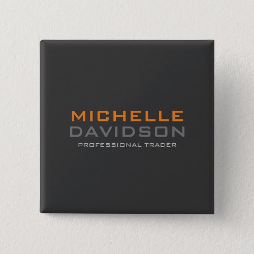 Modern Grey Orange Bold Text Minimalist Name Button