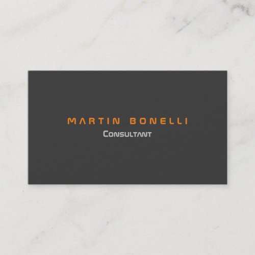 Modern Grey Orange Plain Unique Business Card