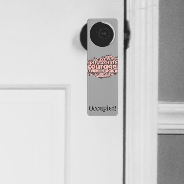Modern Grey & Pink Courage Typography Occupied! Door Hanger (Modern Grey & Pink Courage Typography Occupied! Door Hanger)