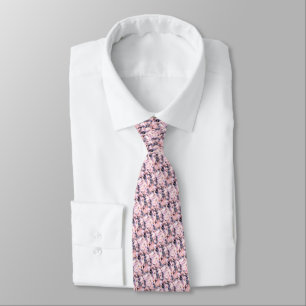 Modern Grey & Pink Fractal Gem Art Neck Tie