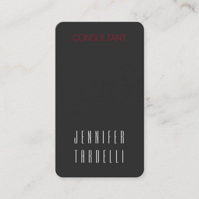 Modern Grey Professional Consultant Manager Chief Business Card (Front)