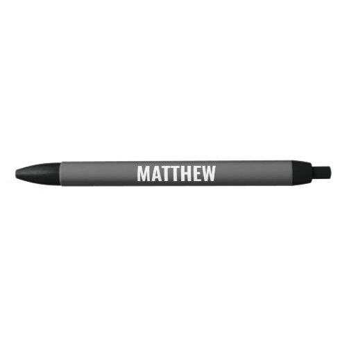Modern Grey Professional Monogram name Black Ink Pen