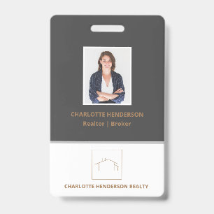 Modern Grey Real Estate Agent Photo Badge