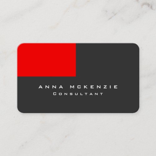 Modern Grey Red Minimalist Plain Trendy Creative Business Card
