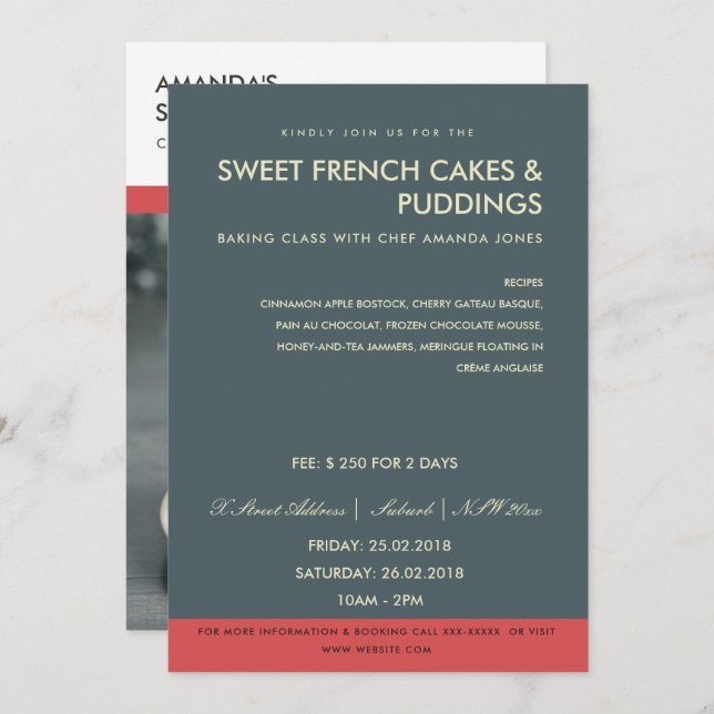 MODERN GREY RED PHOTO WORKSHOP INVITE TEMPLATE (Front/Back)