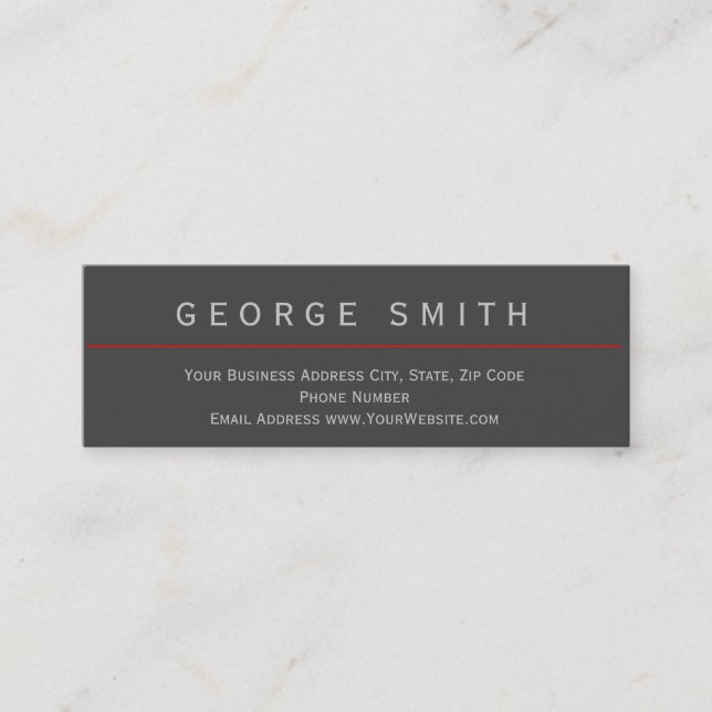 Modern Grey Red Simple Plain Business Card (Front)