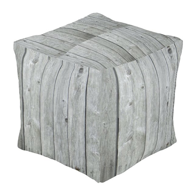 Modern Grey Rustic Country Farmhouse Decor Pouf (Angled Front)