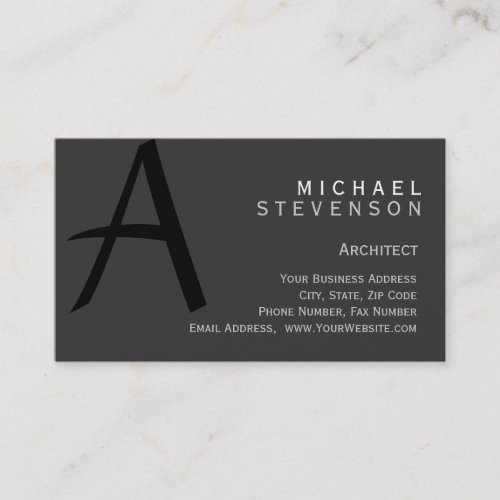 Modern Grey Simple Plain Architect Business Card