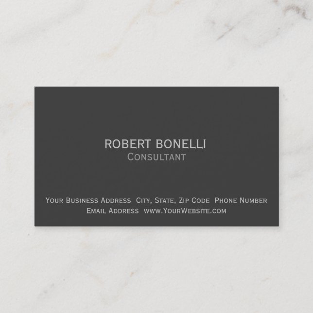 Modern Grey Simple Plain Consultant Business Card (Front)