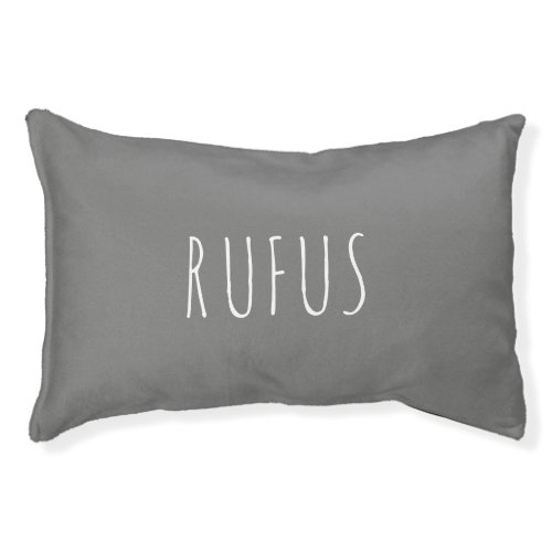 Modern Grey Skinny Font Personalized Dog Pet Bed