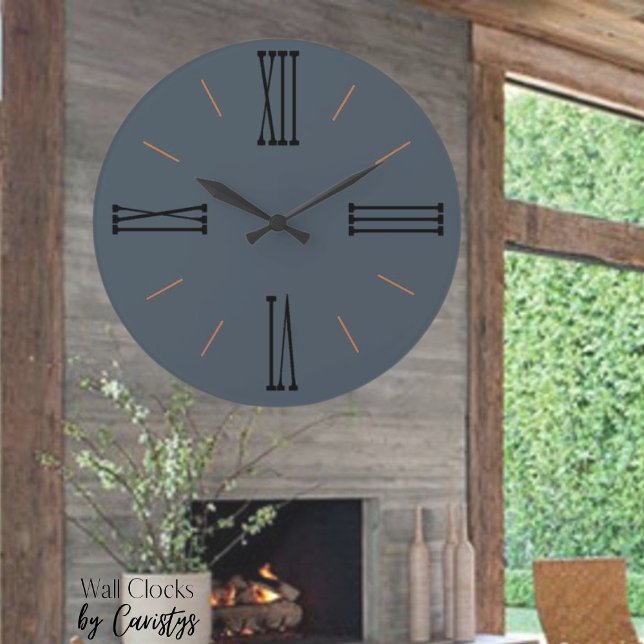 Modern Grey Smoke with Roman Numerals  Large Clock (Creator Uploaded)
