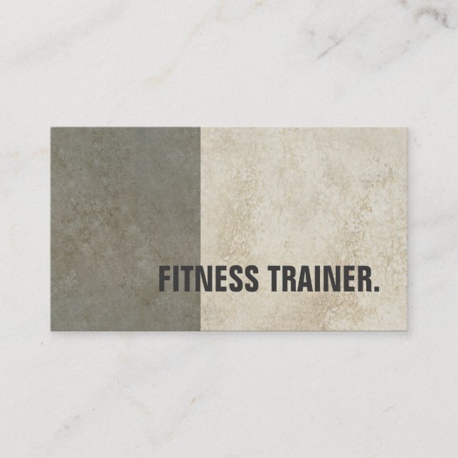 Modern Grey Stone Wall Grey Fitness Trainer Business Card (Front)