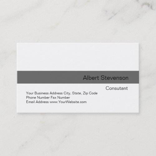 Modern Grey Stripe White Consultant Business Card
