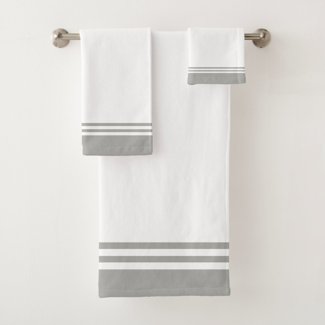 Modern grey striped design bath towel set Zazzle