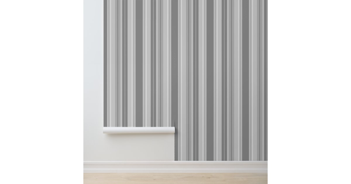Modern Grey Striped Wallpaper Wallpaper | Zazzle
