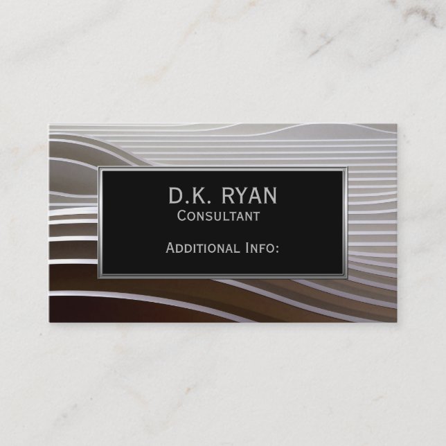 Modern Grey Stripes Business Card 2 (Front)