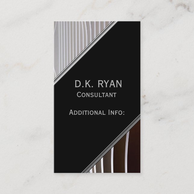 Modern Grey Stripes Business Card 4 (Front)
