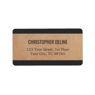 Modern Grey Stripes Kraft Paper Label