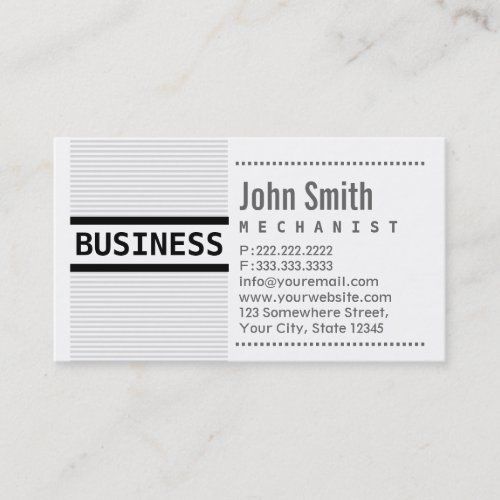 Modern Grey Stripes Mechanic Business Card