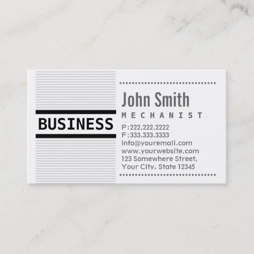 Customizable Modern Grey Stripes Mechanic Business Card
