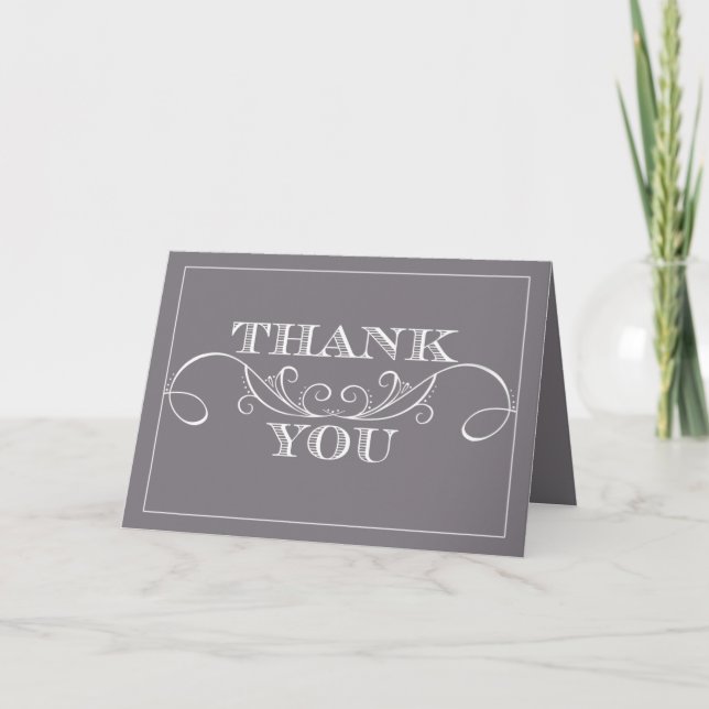 Modern Grey Swirl Wedding Thank You Cards (Front)