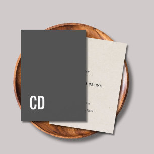 Modern Grey Texture Beige Bold White Monogram Business Card