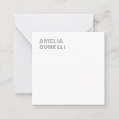 Modern Grey White Bold Minimalist Professional Note Card