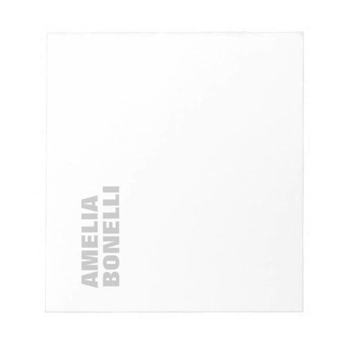 Modern Grey White Bold Minimalist Professional Notepad