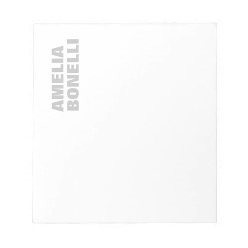 Modern Grey White Bold Minimalist Professional Notepad