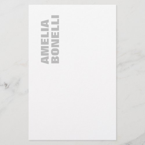 Modern Grey White Bold Minimalist Professional Stationery