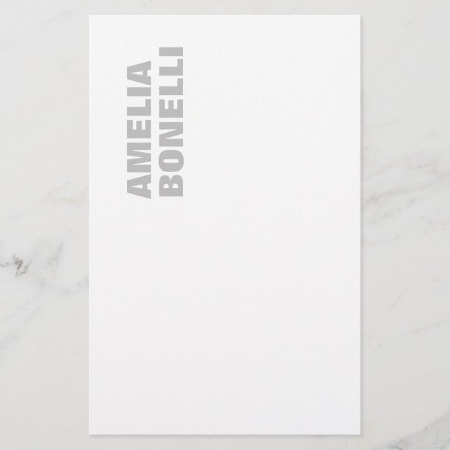 Modern Grey White Bold Minimalist Professional Stationery (Front)