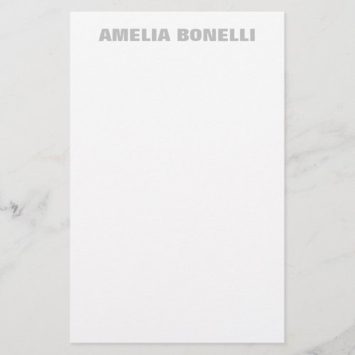 Modern Grey White Bold Minimalist Professional Stationery