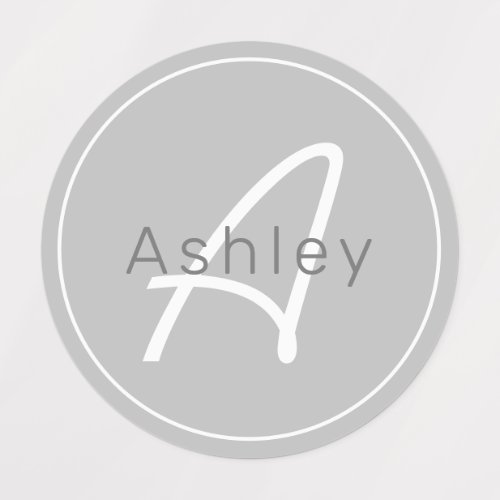 Modern Grey  White  Cool Name  Monogram Labels