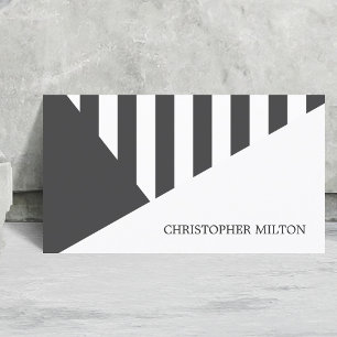 Modern Grey White Geometric Stripes Consultant Business Card
