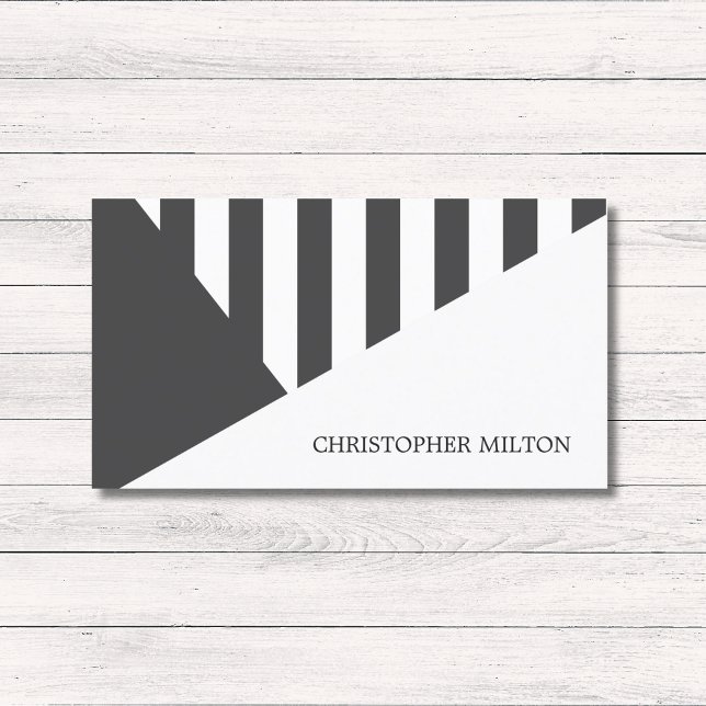 Modern Grey White Geometric Stripes Consultant Business Card (Creator Uploaded)