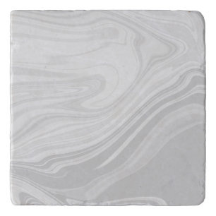 Modern Grey White Liquid Marble Fluid Art Trivet
