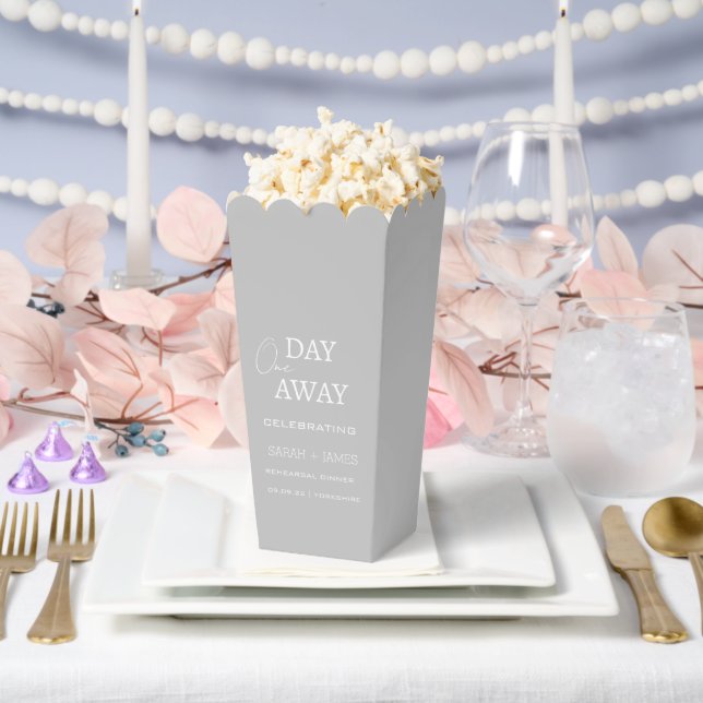 Modern Grey & White One Day Away Wedding Party Favor Boxes (Wedding)