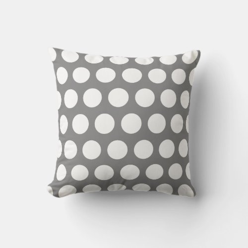 Modern Grey White Polka Dot Pattern Outdoor Outdoor Pillow